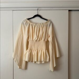 Ren Faire Maiden Fairycore Cream Off-Shoulder Top